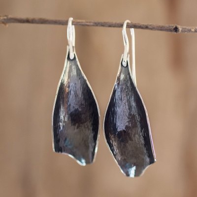 Sterling silver drop earrings, Leaves of Autumn