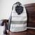 Cotton shoulder bag, 'Flowing River in Black' (15 inch) - Striped Black and Off-White Shoulder Bag (15 Inch) thumbail