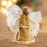 Natural fiber statuette, 'Meadow Angel' - Central American Natural Fiber Angel Statuette