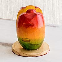 Wood napkin holder, 'Juicy Jocote' - Handmade Jocote Fruit-Shaped Napkin Holder