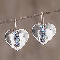 Sterling silver drop earrings, 'Take Heart' - Heart-Shaped Sterling Silver Earrings