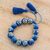 Ceramic beaded bracelet, 'Flower Garden in Blue' - Adjustable Blue Floral Bracelet thumbail