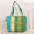 Cotton shoulder bag, 'Island Stripe in Green' - Handloomed Cotton Shoulder Bag thumbail