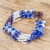 Beaded wristband bracelet, 'Flower Harmony in Lapis' - Blue and Purple Beaded Wristband Bracelet (image 2) thumbail
