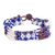 Beaded wristband bracelet, 'Flower Harmony in Lapis' - Blue and Purple Beaded Wristband Bracelet thumbail