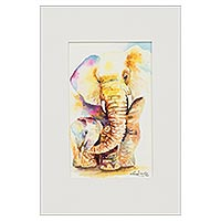 'Tenderness' - Original Elephant Watercolor Painting