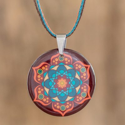 Mandala pendant necklace, Colors of Nature