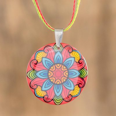 Mandala pendant necklace, Splendid Spring