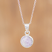 Jade pendant necklace, 'Memorable Moon in Lilac' - Lilac Jade Necklace from Guatemala