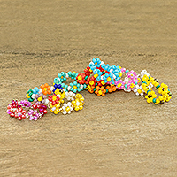 Beaded toe rings, 'Floral Fling' (set of 10) - Multicolor Glass Beaded Toe Rings from Guatemala (Set of 10)