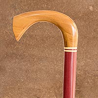 Wood walking stick, 'Classic Arch' - Handmade Tropical Wood Walking Stick