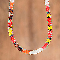 Long beaded strand necklace, 'Brave Colors' - Handcrafted Long Beaded Strand Necklace