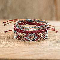 Macrame wristband bracelets, 'Festival of Color' (set of 3) - Artisan Crafted Multicolored Macrame Bracelets (Set of 3)