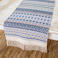 Cotton table runner, 'Peten Inspiration I' - Multicolor Hand-woven Table Runner Made with 100% Cotton
