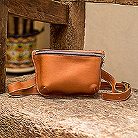 Leather fanny pack, 'Adventure Spirit' - 100% Leather Fanny Pack with Zippered Opening