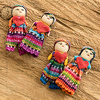 Worry dolls, 'Loving Friends' (set of 4) - Handcrafted Guatemalan Worry Dolls (Set of 4)