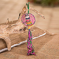 Cotton ornament, 'Catcher of Dreams' - Guatemalan Worry Doll Ornament