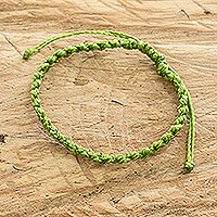 Macrame bracelet, 'Knot Uncommon in Kiwi' - Artisan Crafted Bright Green Macrame Wristband Bracelet