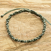 Macrame bracelet, 'Knot Uncommon in Sage' - Handcrafted Unisex Macrame Bracelet
