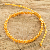 Macrame bracelet, 'Knot Uncommon in Yellow' - Handcrafted Unisex Macrame Bracelet