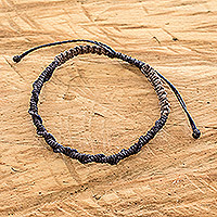 Macrame bracelet, 'Ripple Effect in Indigo' - Artisan Crafted Blue Macrame Bracelet