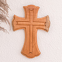 Wood wall cross, 'Everlasting Eternity' - Hand Carved Wooden Cross from Religious Guatemalan Artisan