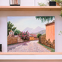 'Las Animas Street II' - Signed and Stretched Realist Painting of Colorful Street