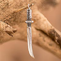 Silver pendant, 'Samurai's Honor' - Silver Katana Pendant Handcrafted in Costa Rica