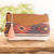 Cotton cosmetic bag, 'Feminine Subtlety' - Multicolored Suede Trimmed Cotton Cosmetic Bag with Tassel (image 2) thumbail