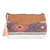 Cotton cosmetic bag, 'Feminine Subtlety' - Multicolored Suede Trimmed Cotton Cosmetic Bag with Tassel thumbail