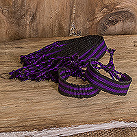 Cotton friendship bracelets, 'Purple Destiny' (set of 12) - Set of 12 Handcrafted Striped Cotton Friendship Bracelets
