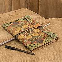 Paper journal with leather cover, 'Jungle Memories' - Paper Journal with Nature-Inspired Leather Cover