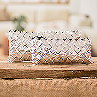 Recycled metalized wrapper cosmetic bags, 'Sparkling Gala' (set of 2) - Set of 2 Recycled Metalized Wrapper Cosmetic Bags