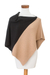 Cotton poncho, 'Guatemalan Sunrise' - Hand-Loomed Black & Tan Cotton Poncho with Fold-Over Collar thumbail