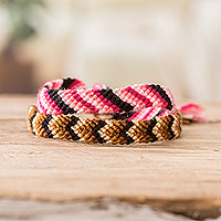 Macrame friendship bracelets, 'Lovely Bond' (pair) - Colorful Pair of Macrame Friendship Bracelets from Guatemala