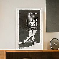 'Payphone' - Handcrafted Whimsical Expressionist Woodcut Print