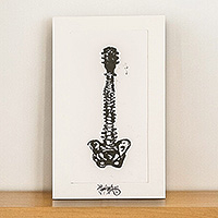'Internal Loudness' - Expressionist Xylograph Print of A Guitar Made of Bones