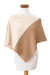 Cotton poncho, 'Antigua Sunrise' - Handcrafted Ivory & Tan Cotton Poncho with Fold-Over Collar thumbail