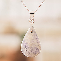 Jade double-sided pendant necklace, 'Duo-Tone Shadow' - 925 Silver Black & Lilac Jade Double-Sided Pendant Necklace