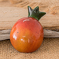 Wood magnet, 'Guatemalan Pomegranate' - Wood Pomegranate Magnet Hand-Carved and Painted in Guatemala