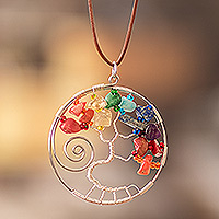 Multi-gemstone pendant necklace, 'Love Your Magical Nature' - Nature-Themed Polished Multi-Gemstone Pendant Necklace