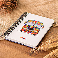 Paper journal, 'The Breathtaking Bus' - Inspirational Chicken Bus-Themed Paper Journal