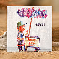 Paper magnet, 'Refreshing Marvel' - Inspirational Ice Cream Man-Themed Colorful Paper Magnet