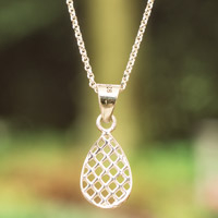 Sterling silver pendant necklace, 'Ethereal Shine' - High-Polished Drop-Shaped Sterling Silver Pendant Necklace