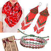 Curated gift set, 'Holiday Lover' - Handcrafted Curated Gift Set in a Christmas Color Scheme