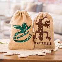 Natural fiber drawstring bags, 'Guatemalan Wildness' (set of 2) - Set of 2 Animal-Themed Screen-Printed Drawstring Bags