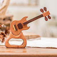 Mahogany home accent, 'Musical Love' - Eco-Friendly Hand-Carved Mahogany Wood Guitar Home Accent