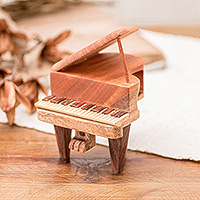 Mahogany home accent, 'Keys of Harmony' - Sustainable Mahogany Wood-Carved Piano Decorative Accent