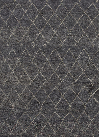Hand-knotted Moroccan wool area rug, 'Perpetual' - Hand-Knotted Moroccan Pattern Wool Dark Blue/Ivory Area Rug
