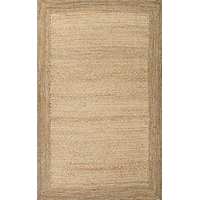 Jute area rug, 'Cassandra' - 100% Jute Hand Loomed Area Rug Rectangular with Border